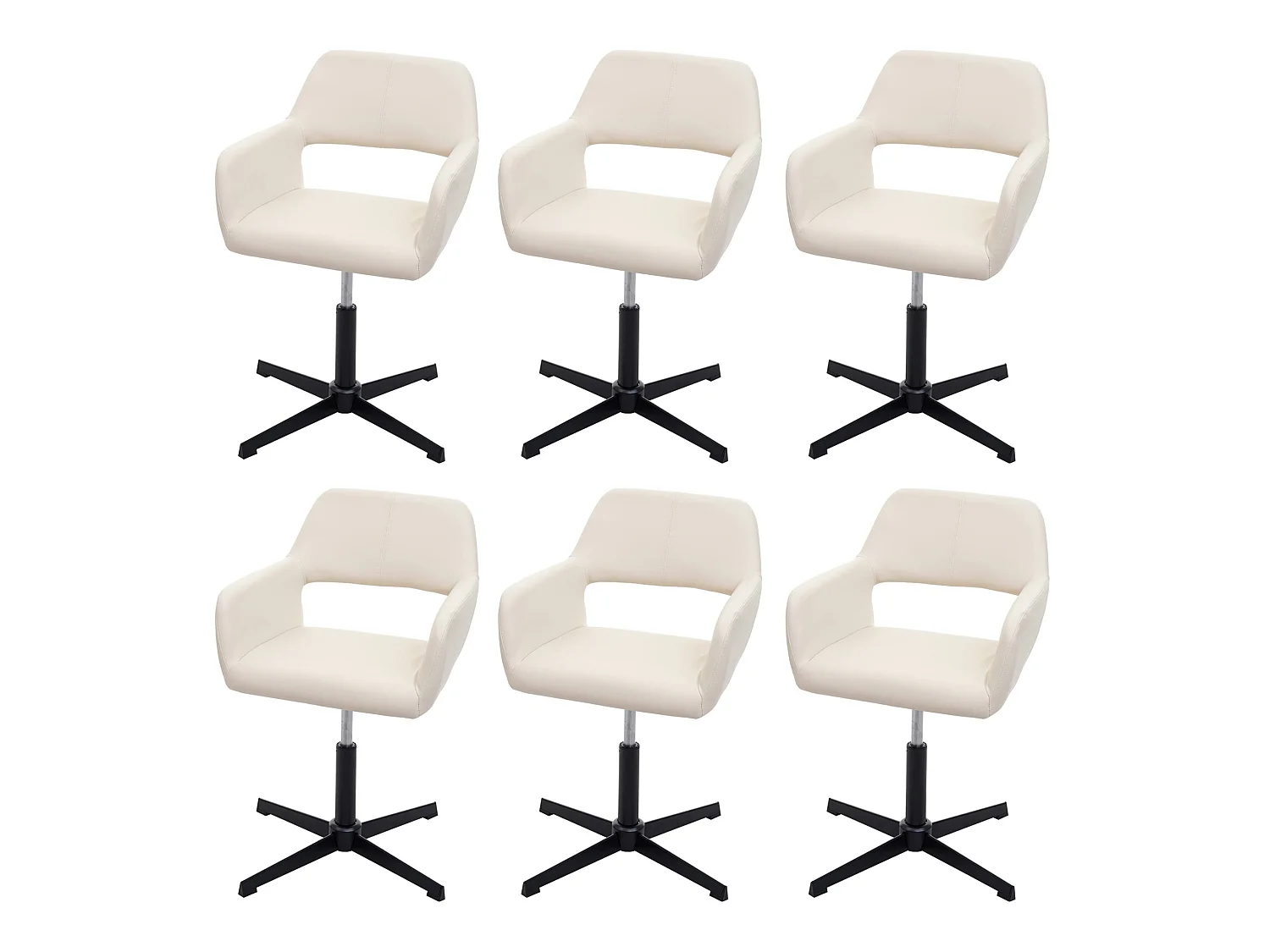 Chaise de salle à manger MCW-A50 IV (lot de 6),  similicuir crème, pied noir