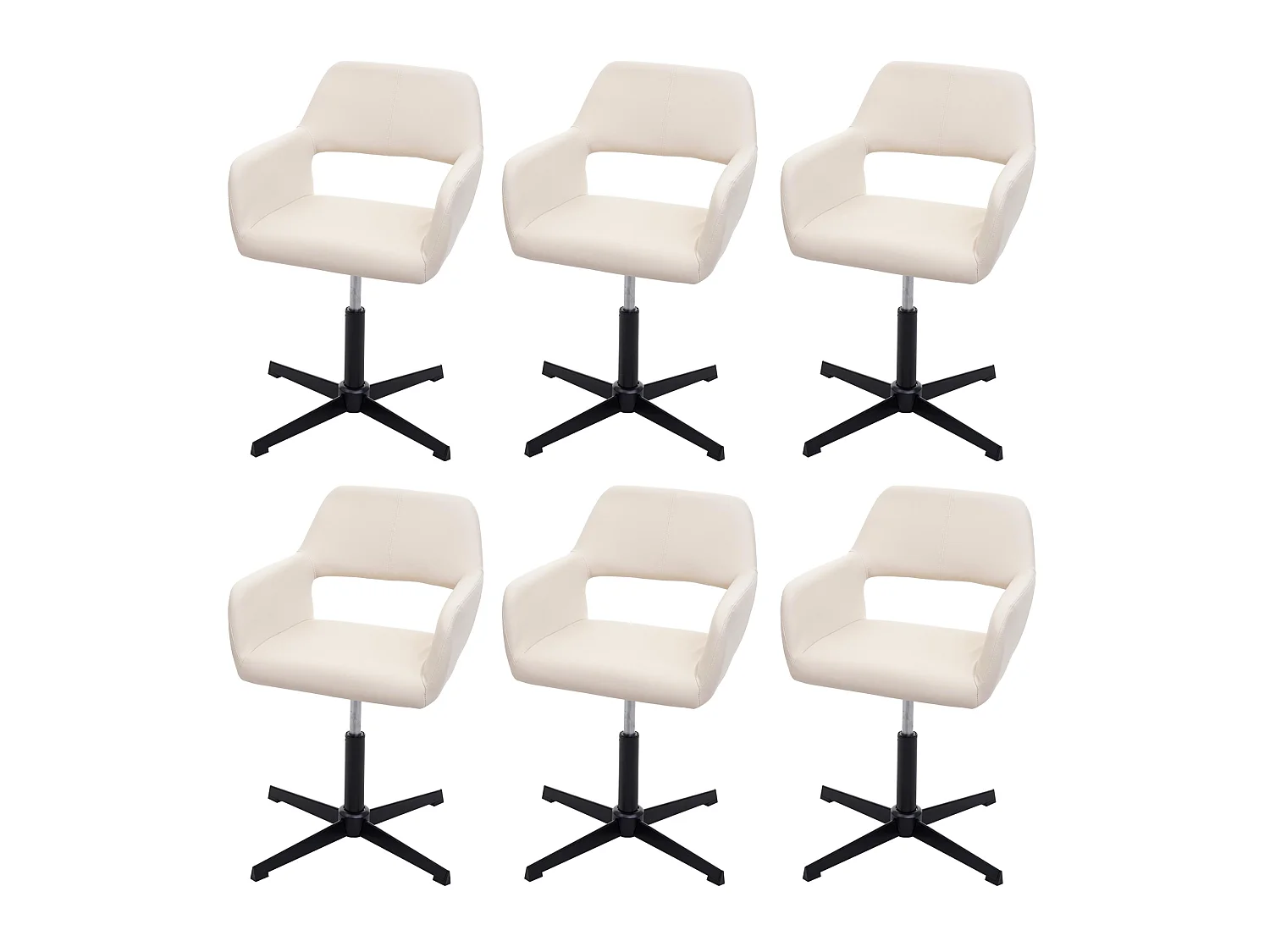 Krzesło do jadalni MCW-A50 IV (zestaw 6 sztuk),  imitacja skóry, kremowy, czarna podstawa