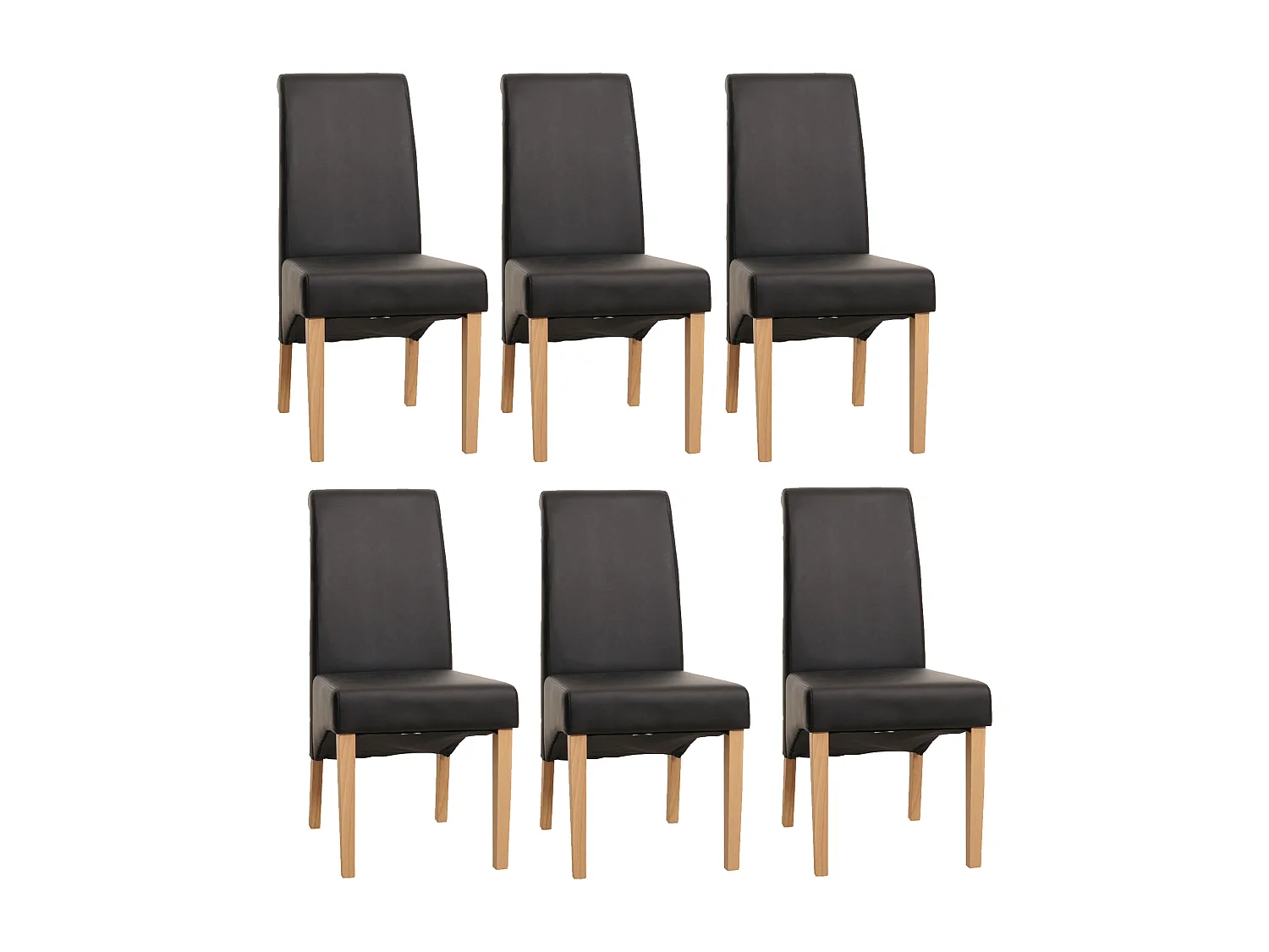 Esszimmerstuhl M37 (6er Set), Kunstleder matt, schwarz, helle Füße