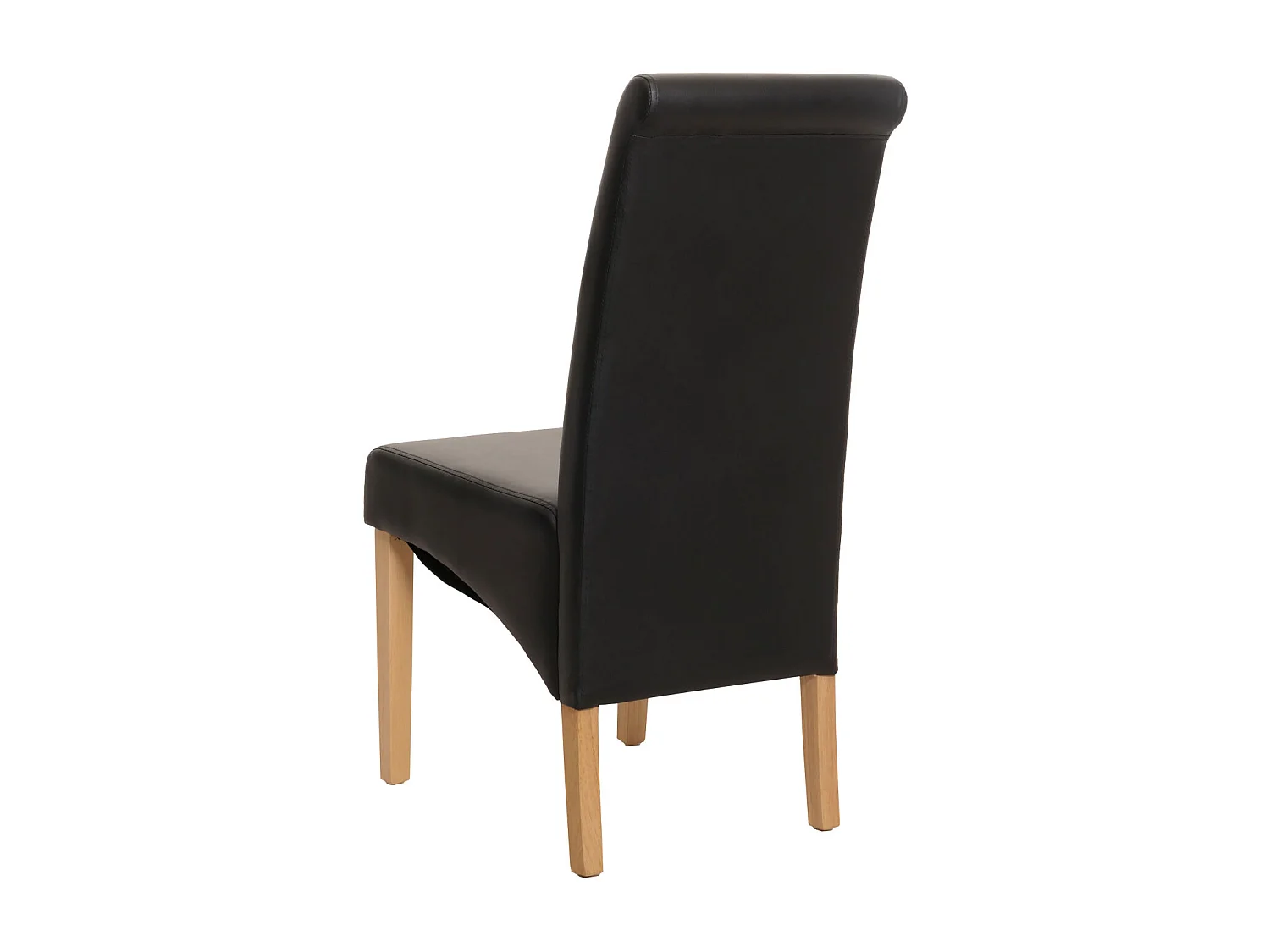 Eetkamerstoel M37 (set van 6),  kunstleer mat, zwart, lichtgekleurde poten