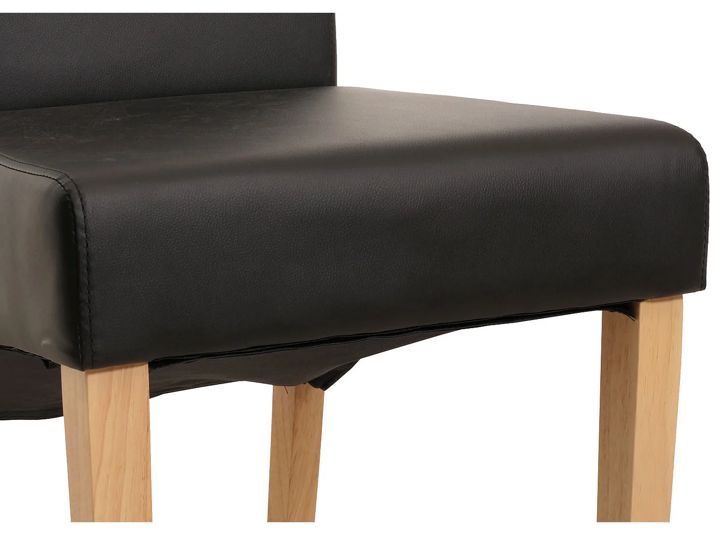 Eetkamerstoel M37 (set van 6),  kunstleer mat, zwart, lichtgekleurde poten