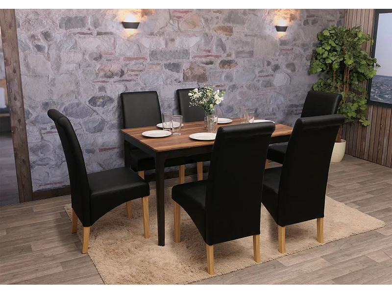 Chaise de salle à manger M37 (lot de 6),  similicuir mat, noir, pieds clairs