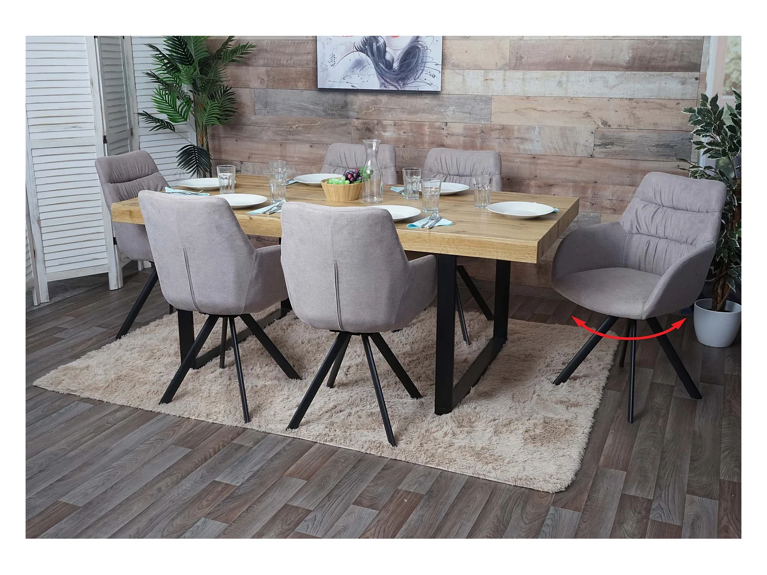 Chaise de salle à manger MCW-J69 (lot de 6),  crème-beige