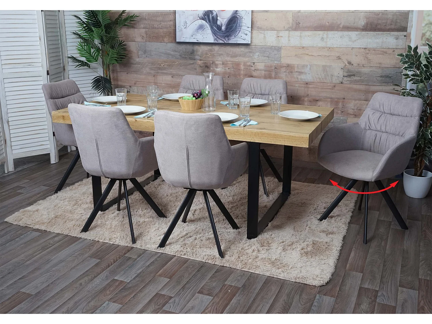 Chaise de salle à manger MCW-J69 (lot de 6),  crème-beige