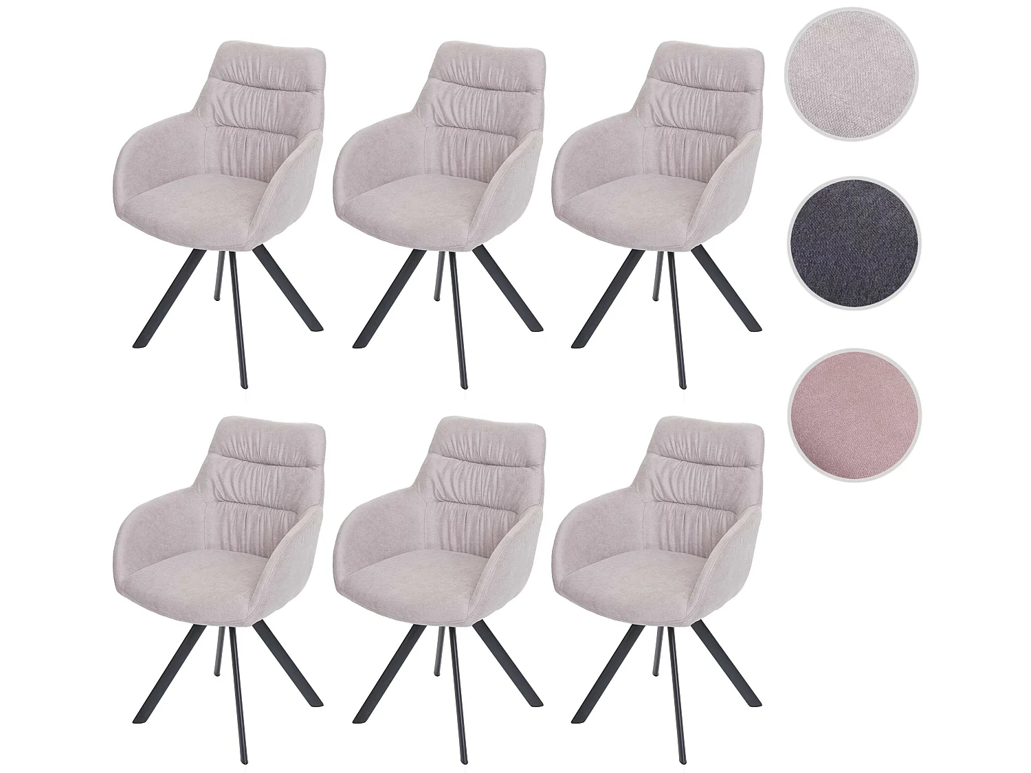 Chaise de salle à manger MCW-J69 (lot de 6),  crème-beige