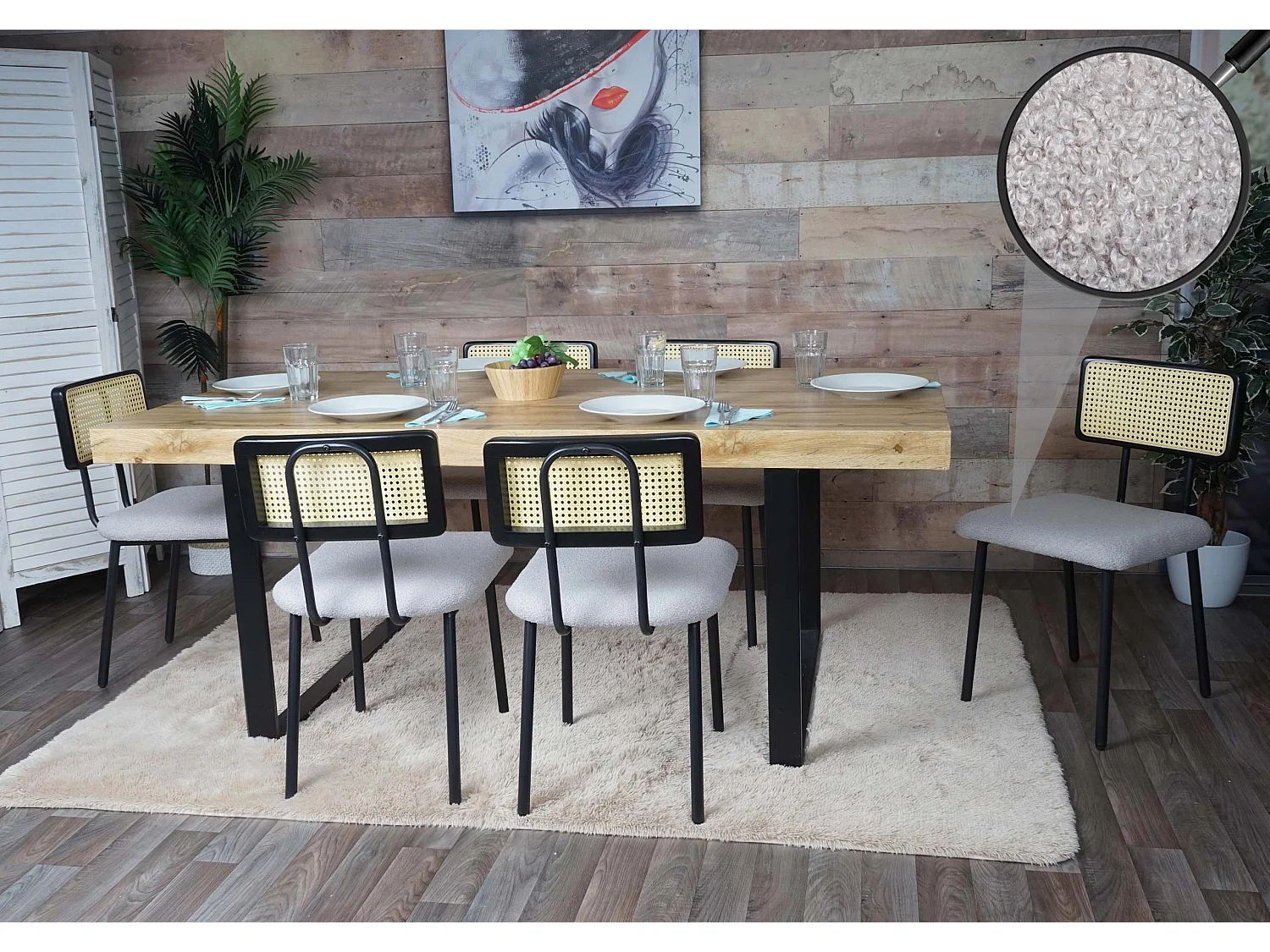 Chaise de salle à manger MCW-K88 (lot de 6),  tissu/textile gris clair