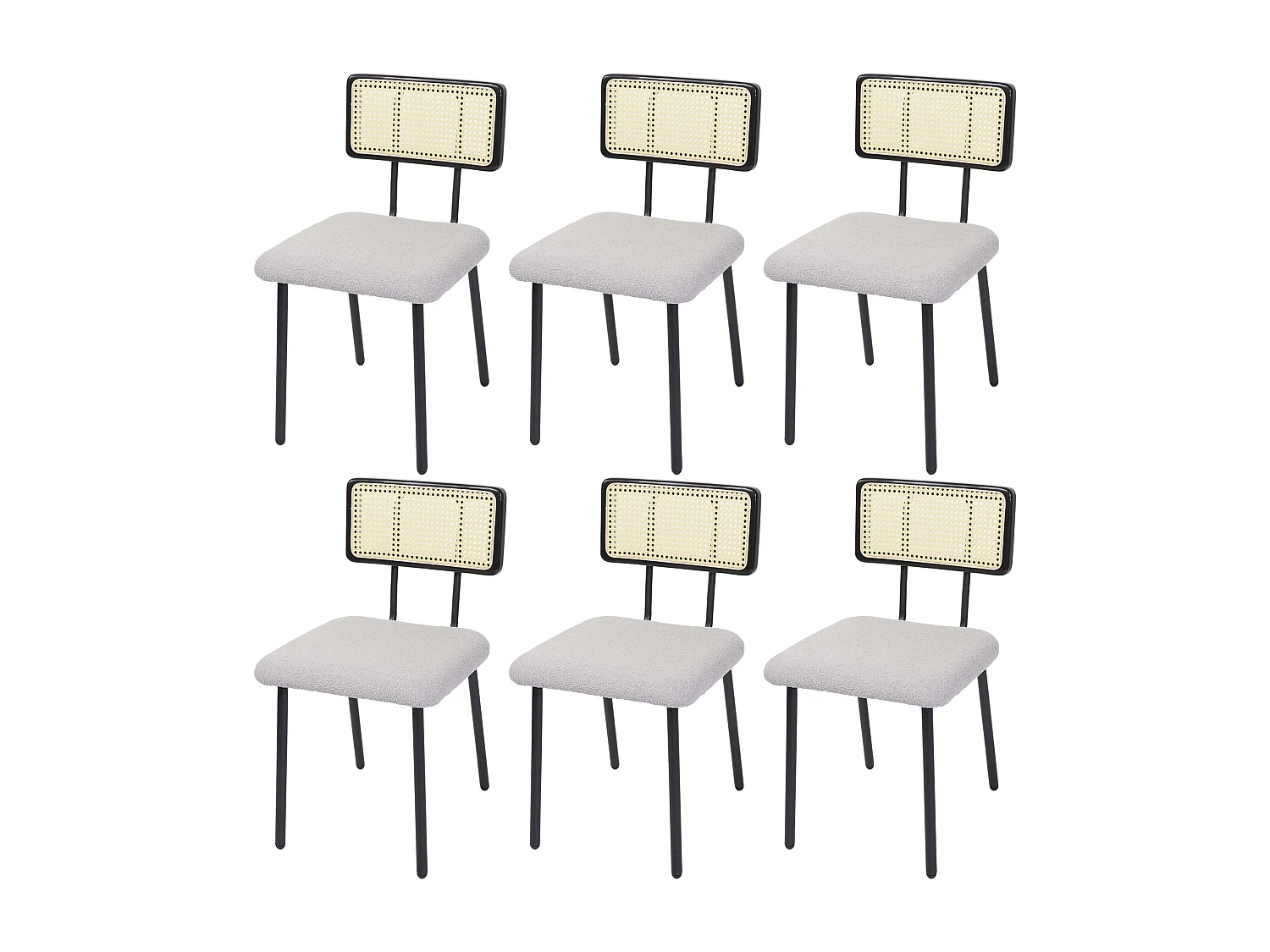 Chaise de salle à manger MCW-K88 (lot de 6),  tissu/textile gris clair