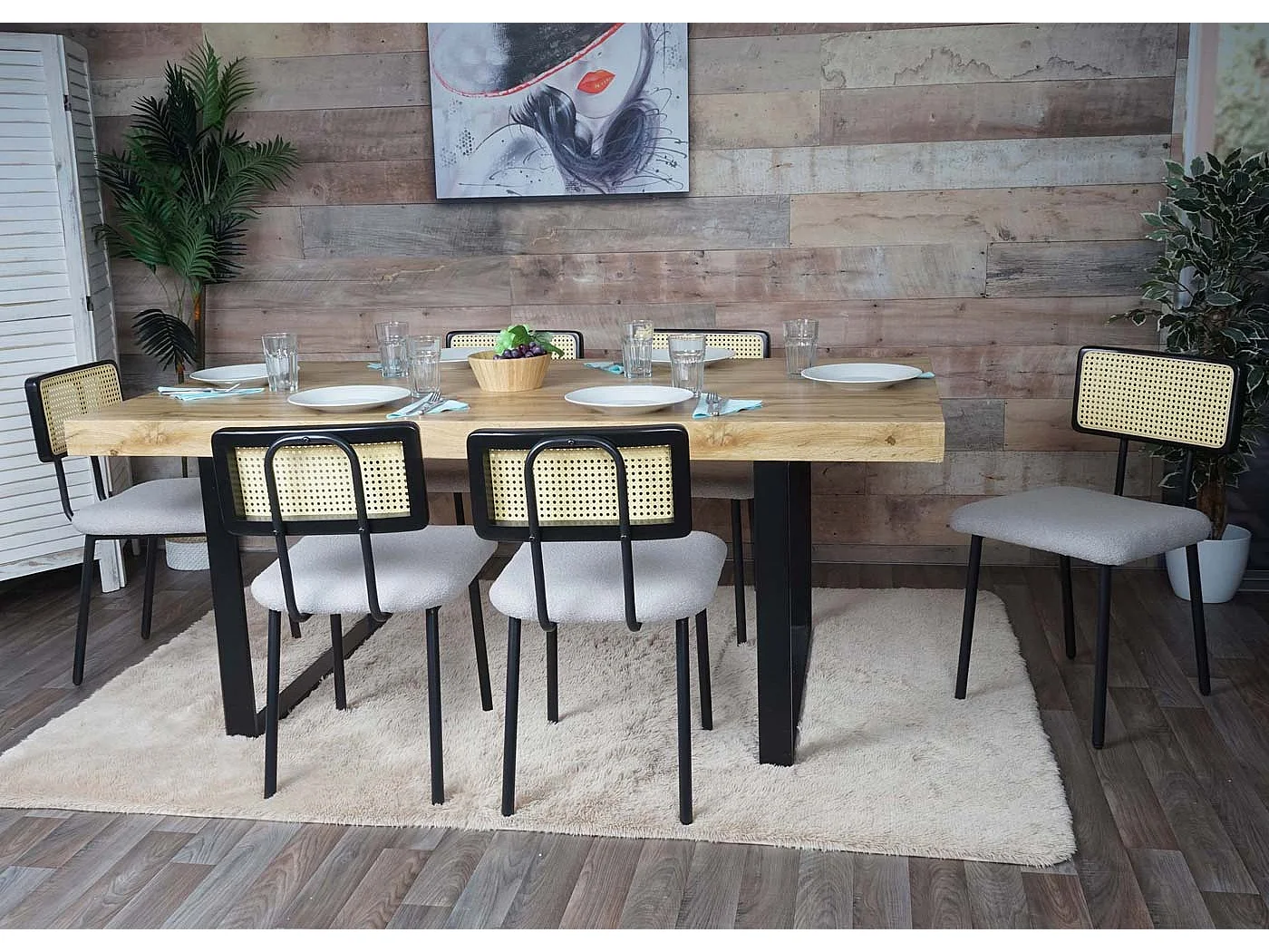 Chaise de salle à manger MCW-K88 (lot de 6),  tissu/textile gris clair