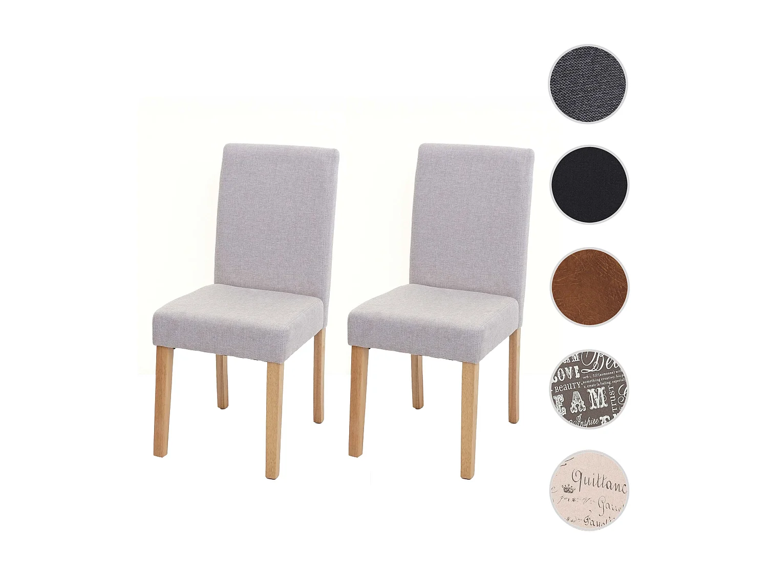 Chaise de salle à manger Littau (lot de 2),  textile, crème-beige, pieds légers