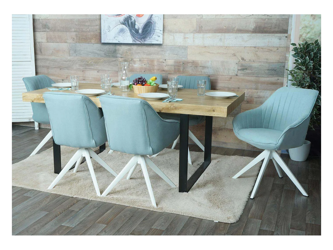 MCW-K27 eetkamerstoel (set van 6),  mintgroen