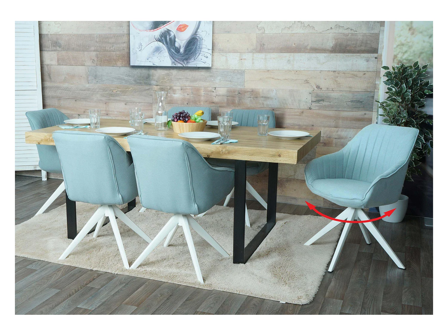 MCW-K27 eetkamerstoel (set van 6),  mintgroen