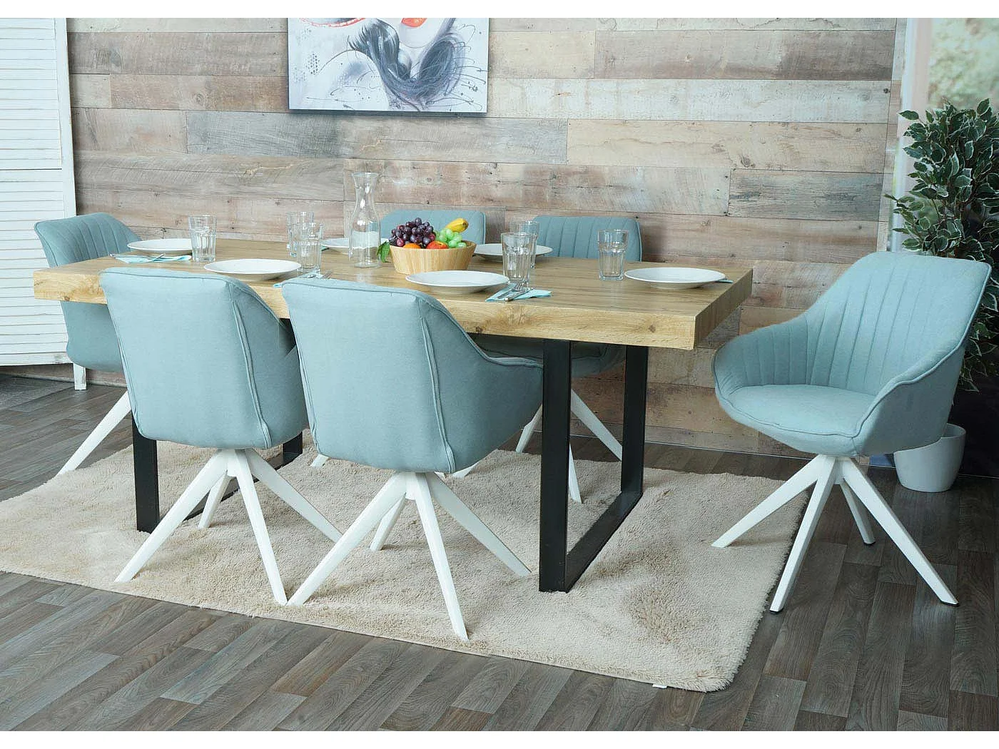 Chaise de salle à manger MCW-K27 (lot de 6),  menthe-vert