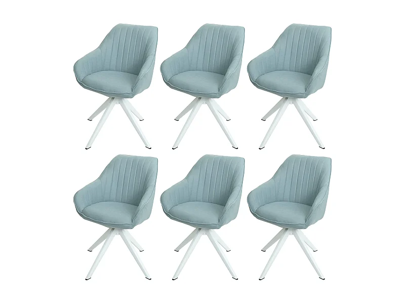 Set 6x sedie poltroncine girevole con braccioli elegante imbottita MCW-K27 tessuto verde menta