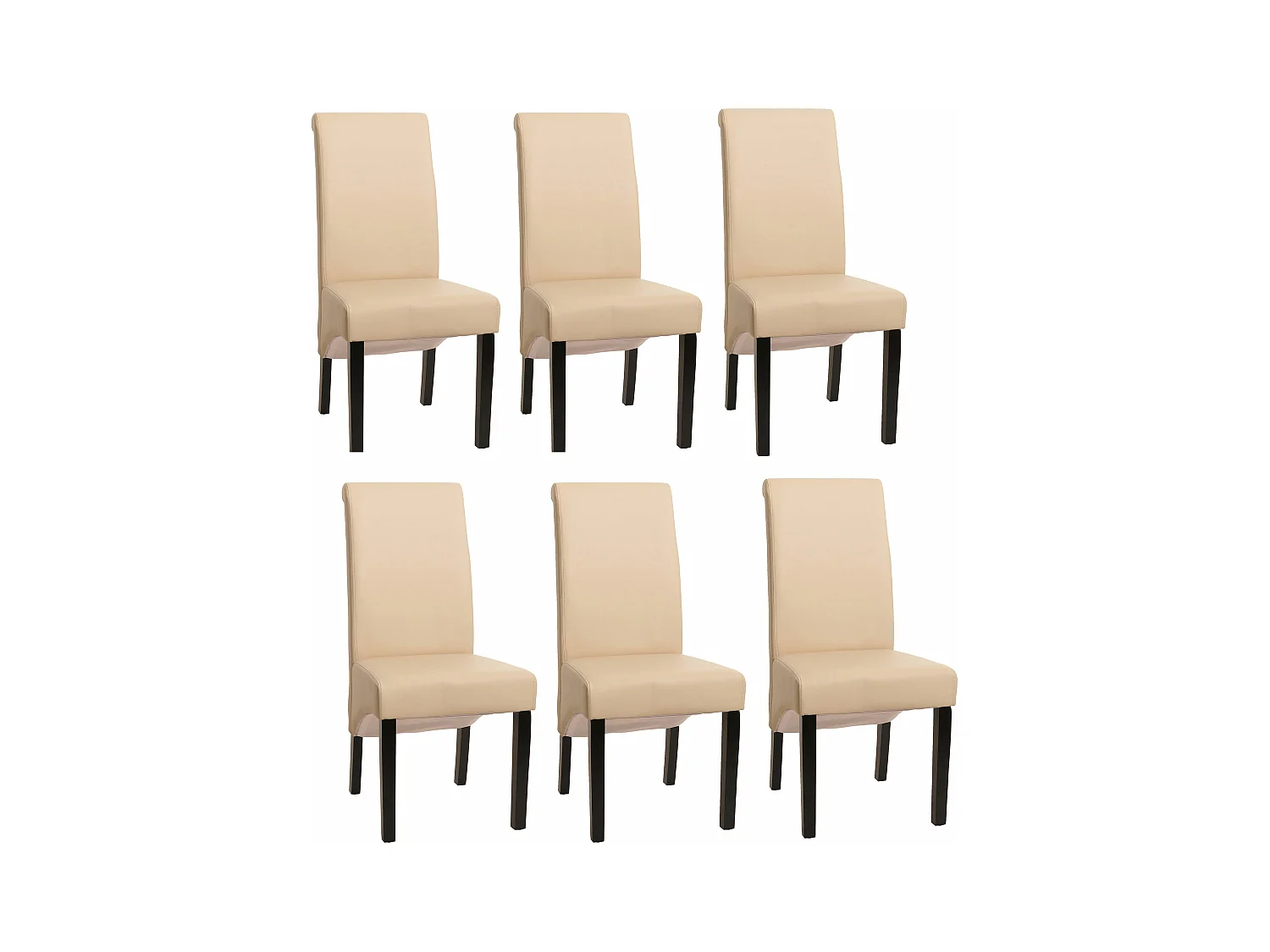 Esszimmerstuhl M37 (6er-Set), Leder, creme, dunkle Füße