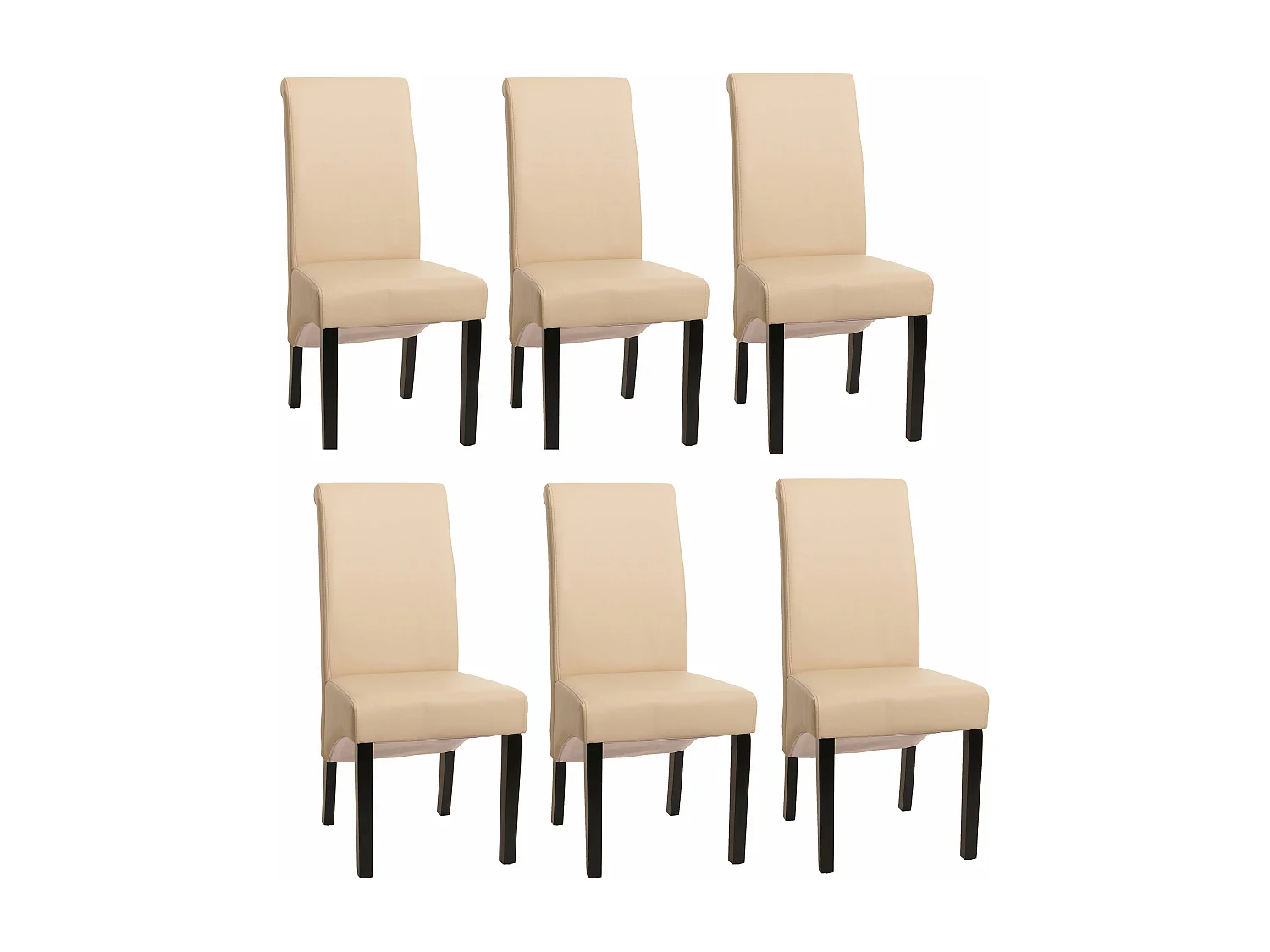 Chaise de salle à manger M37 (lot de 6),  cuir, crème, pieds foncés