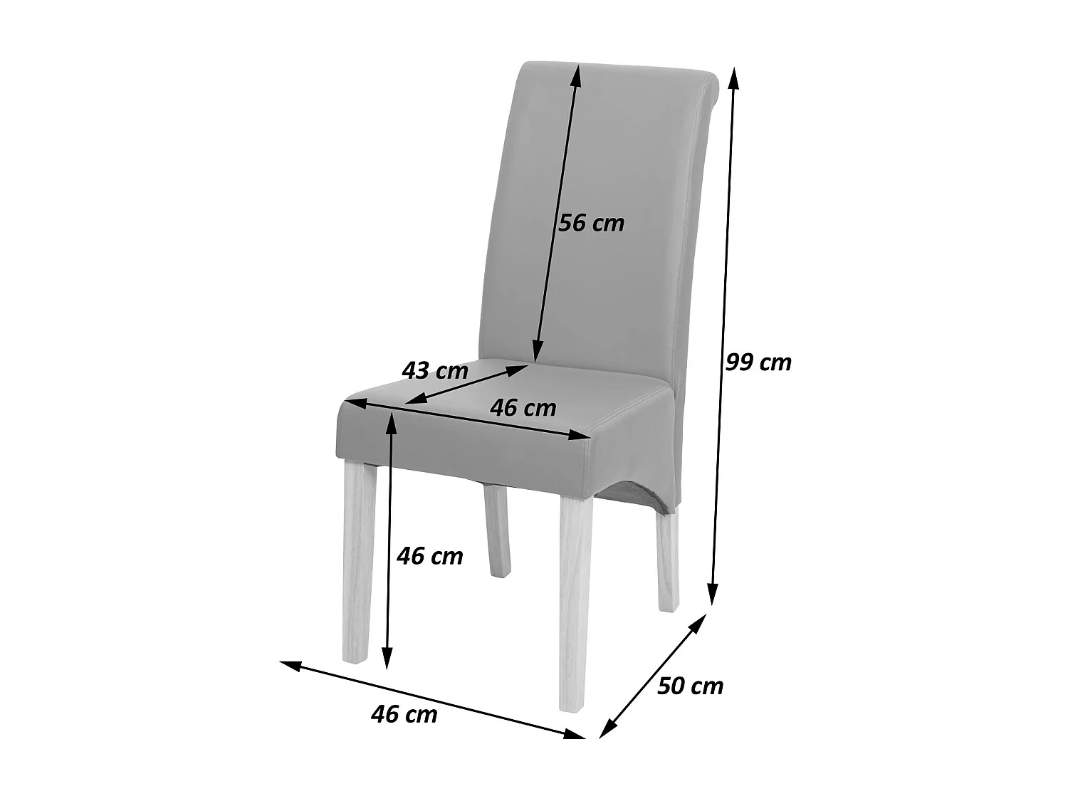 Chaise de salle à manger M37 (lot de 6),  cuir, crème, pieds foncés