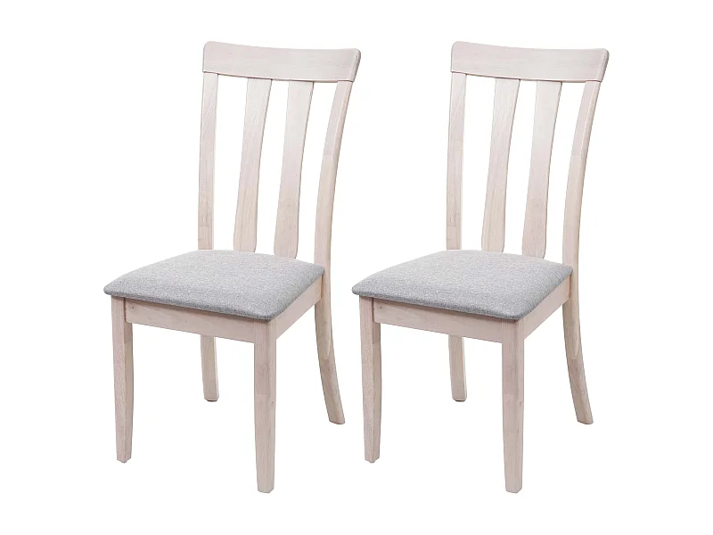 Set 2x sedie cucina sala soggiorno MCW-G46 legno massello ~ struttura chiara cuscino grigio