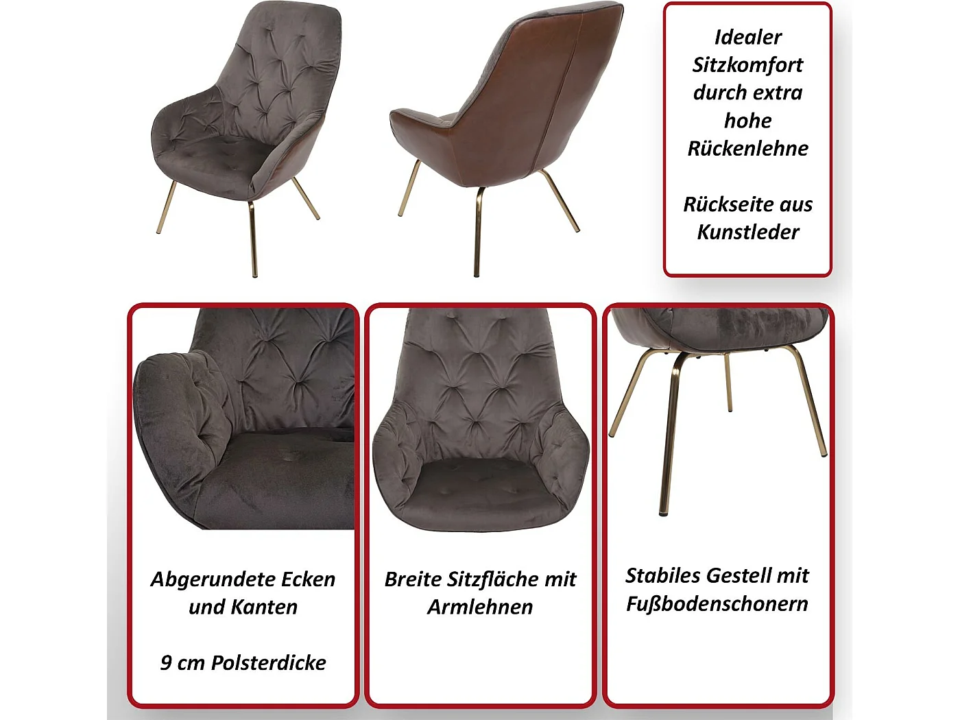 Eetkamerstoel MCW-K26,  fluweel, lichtbruin