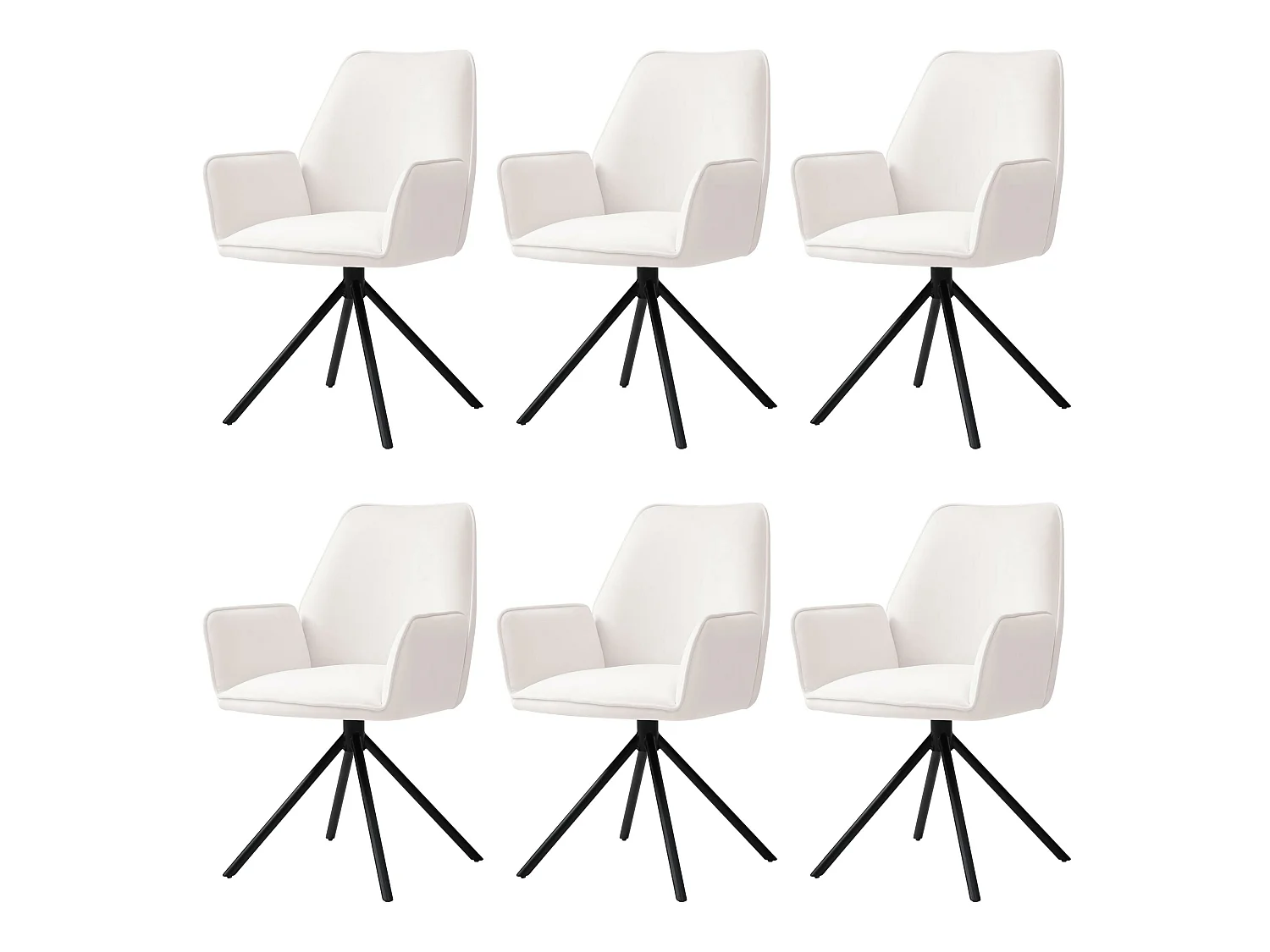 Eetkamerstoel MCW-G67 (set van 6),  crème-beige, zwarte poten