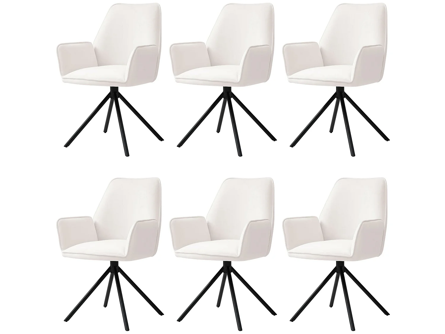 Chaise de salle à manger MCW-G67 (lot de 6),  velours, crème-beige