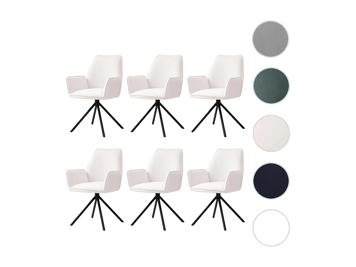 Krzesło do jadalni MCW-G67 (zestaw 6 sztuk),  kremowo-beżowy, czarne nogi