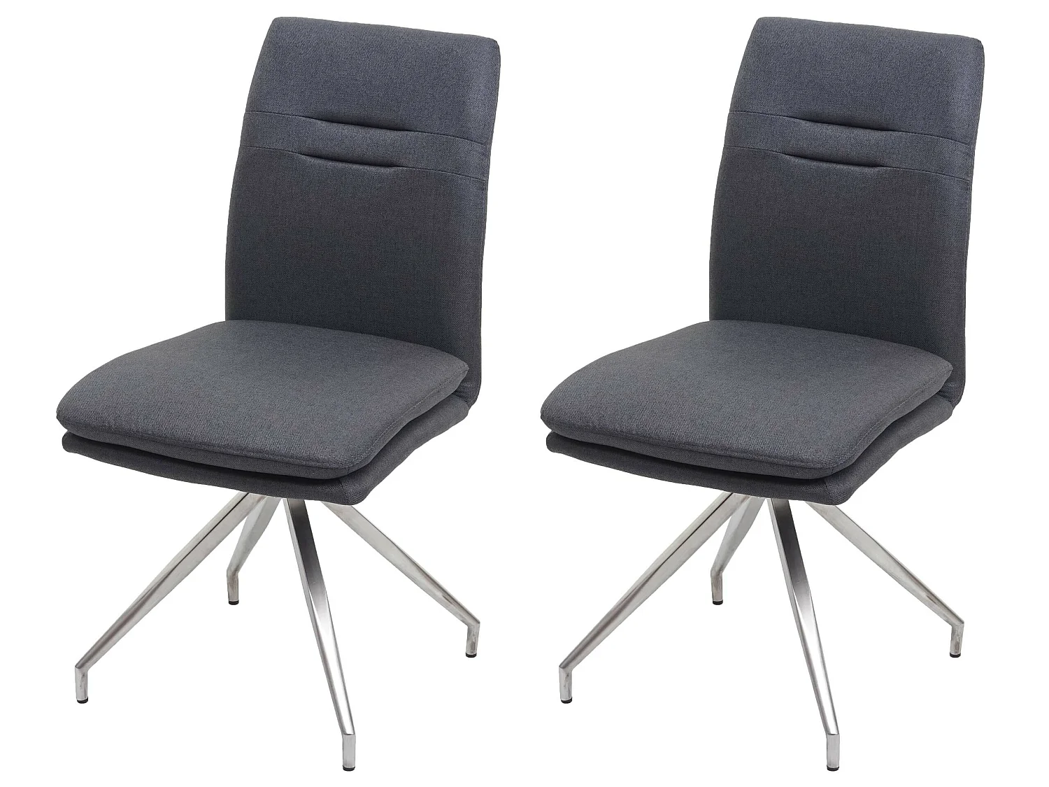 Set 2x sedie sala pranzo soggiorno cucina moderno MCW-H70 tessuto acciaio inox grigio scuro