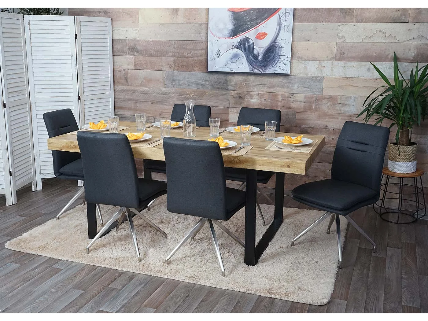 Silla de comedor MCW-H70 (set de 2),  gris oscuro