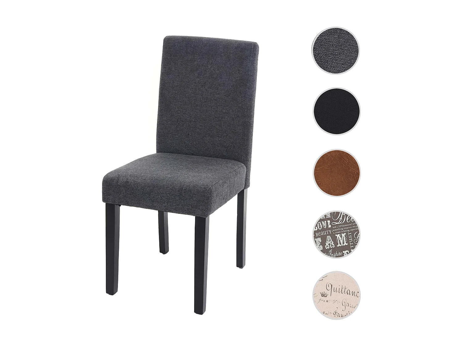 Chaise de salle à manger Littau Schriftzug,  gris anthracite, pieds foncés