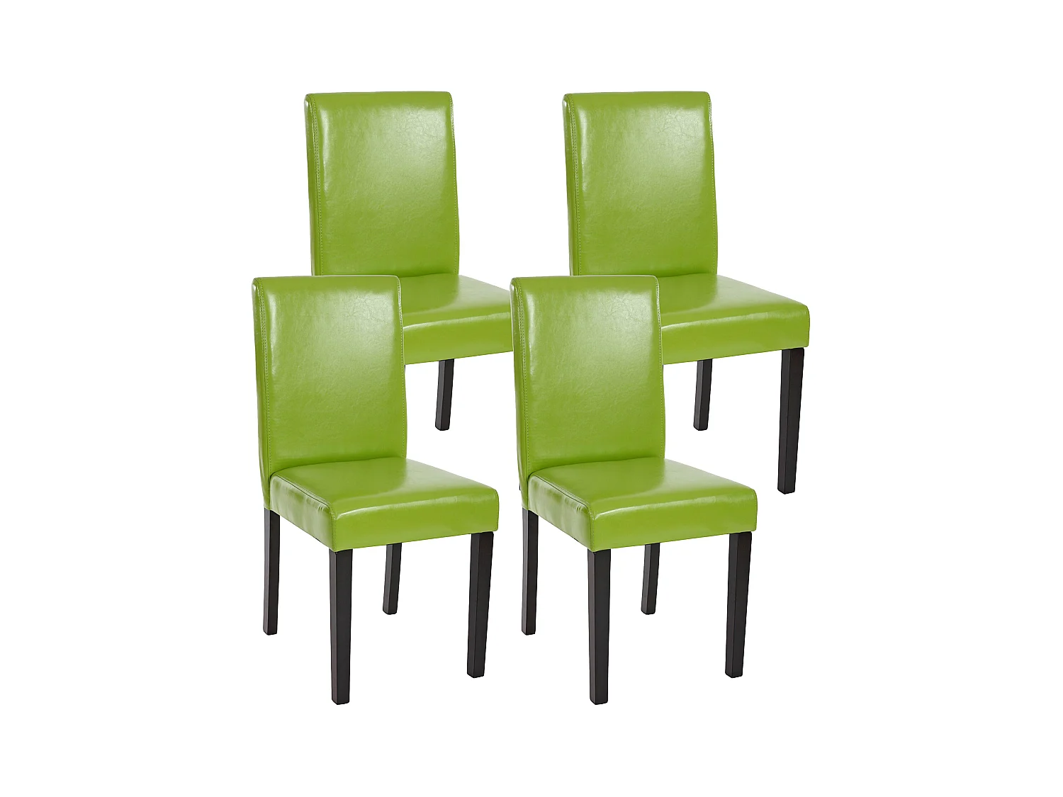 Chaise de salle à manger Littau (lot de 4),  simili-cuir, vert, pieds foncés
