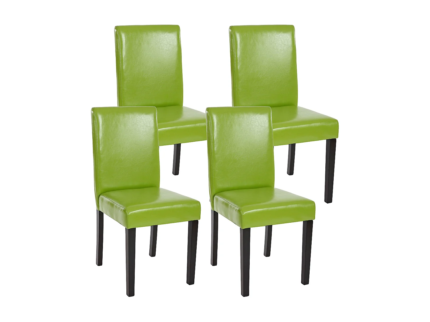 Eetkamerstoel Littau (set van 4),  kunstleer, groen, donkere poten