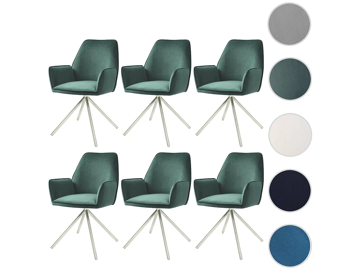 Cadeira de jantar MCW-G67 (conjunto de 6),  verde, aço inoxidável