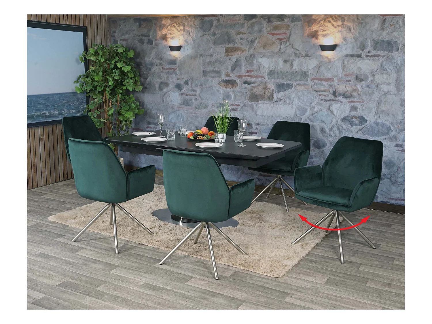 Chaise de salle à manger MCW-G67 (lot de 6),  vert, inox