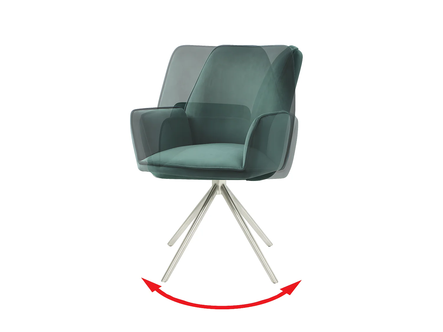 Silla de comedor MCW-G67 (juego de 6),  verde, acero inoxidable