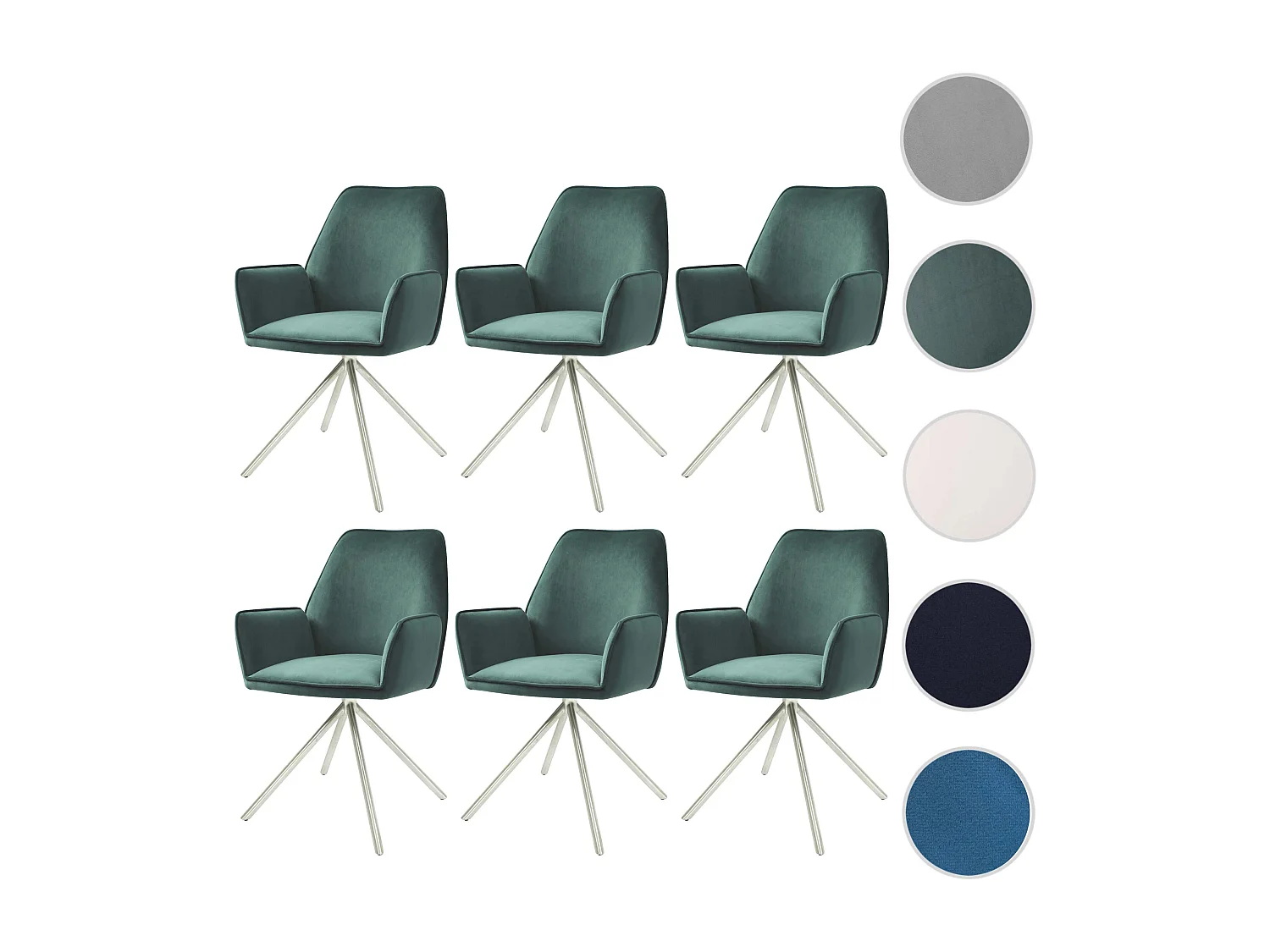 Krzesło do jadalni MCW-G67 (zestaw 6 sztuk),  zielone, stal nierdzewna