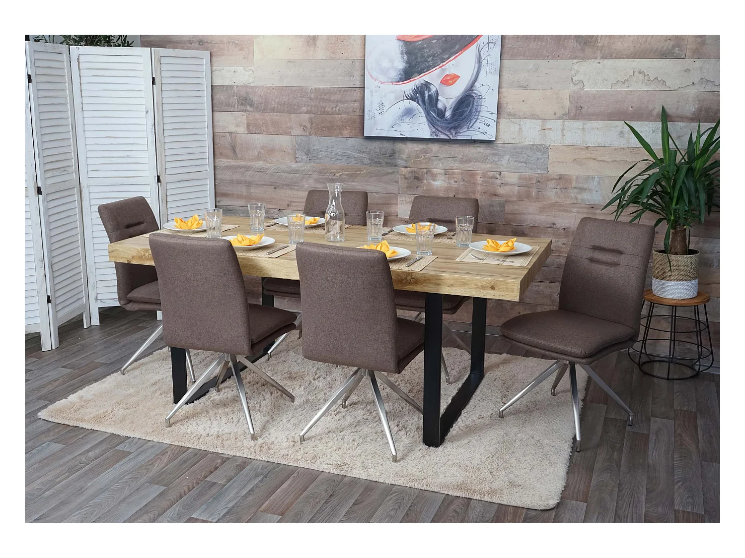 Chaise de salle à manger MCW-H70 (lot de 6),  brun