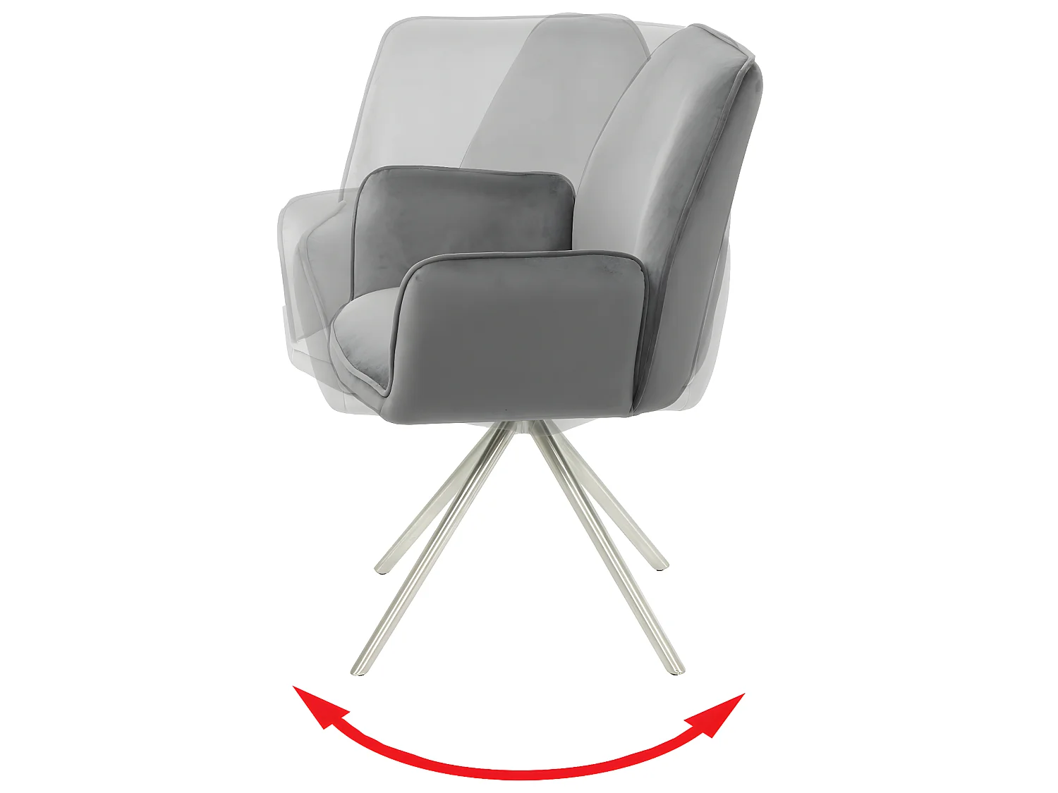 Silla de comedor MCW-G67 (juego de 6),  gris oscuro, acero inoxidable