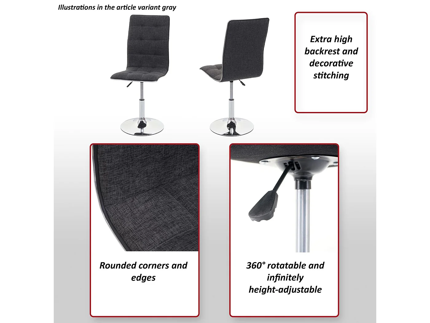 Sedia soggiorno elegante MCW-C41 design moderno tessuto sala pranzo marrone