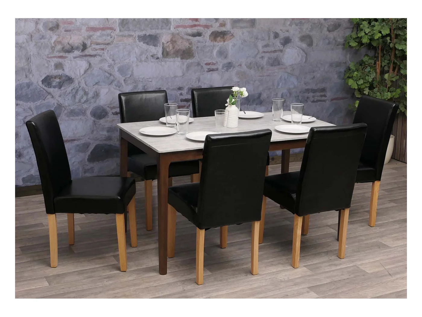 Chaise de salle à manger Littau,  noir, pieds clairs