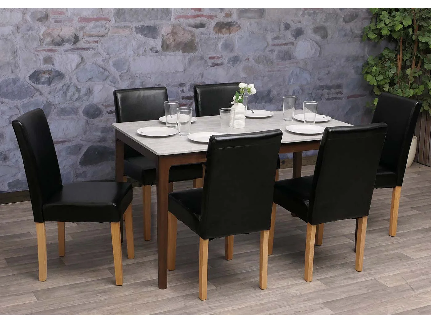 Chaise de salle à manger Littau,  noir, pieds clairs