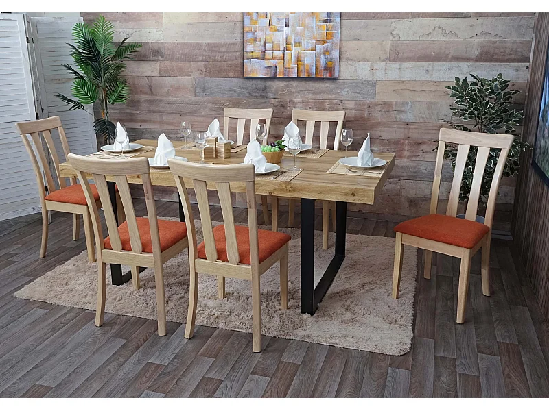 Cadeira de jantar MCW-G46 (conjunto de 6),  estrutura de cor natural, cor de laranja