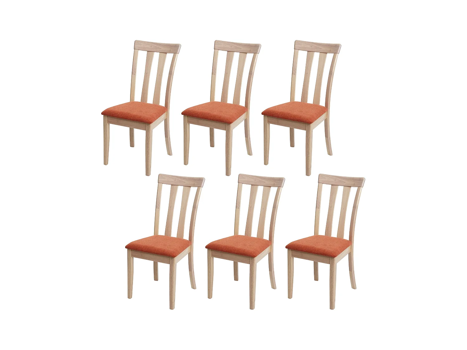 Esszimmerstuhl MCW-G46 (6er-Set), Naturfarbenes Gestell, orange
