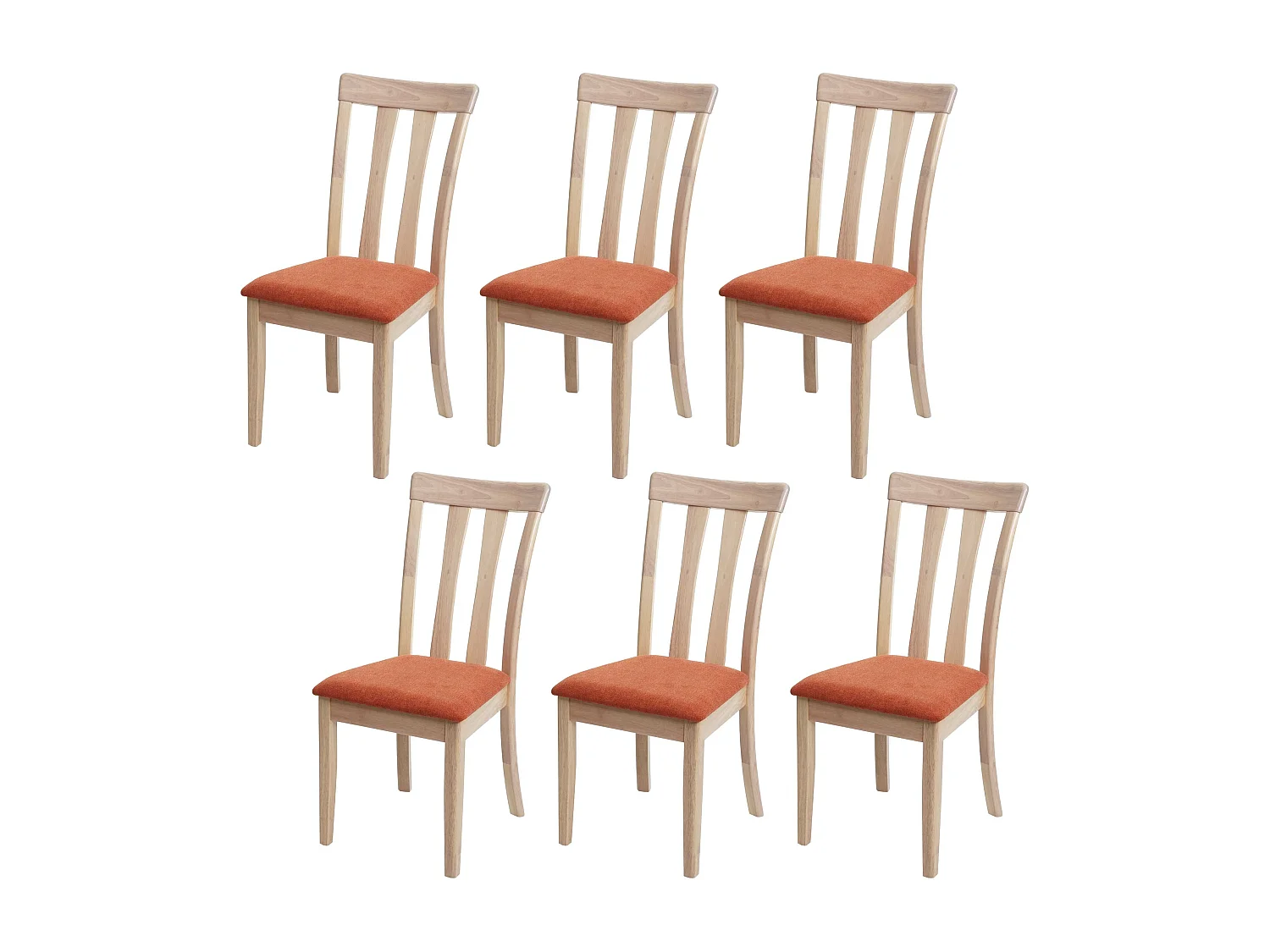 Chaise de salle à manger MCW-G46 (lot de 6),  cadre naturel, orange