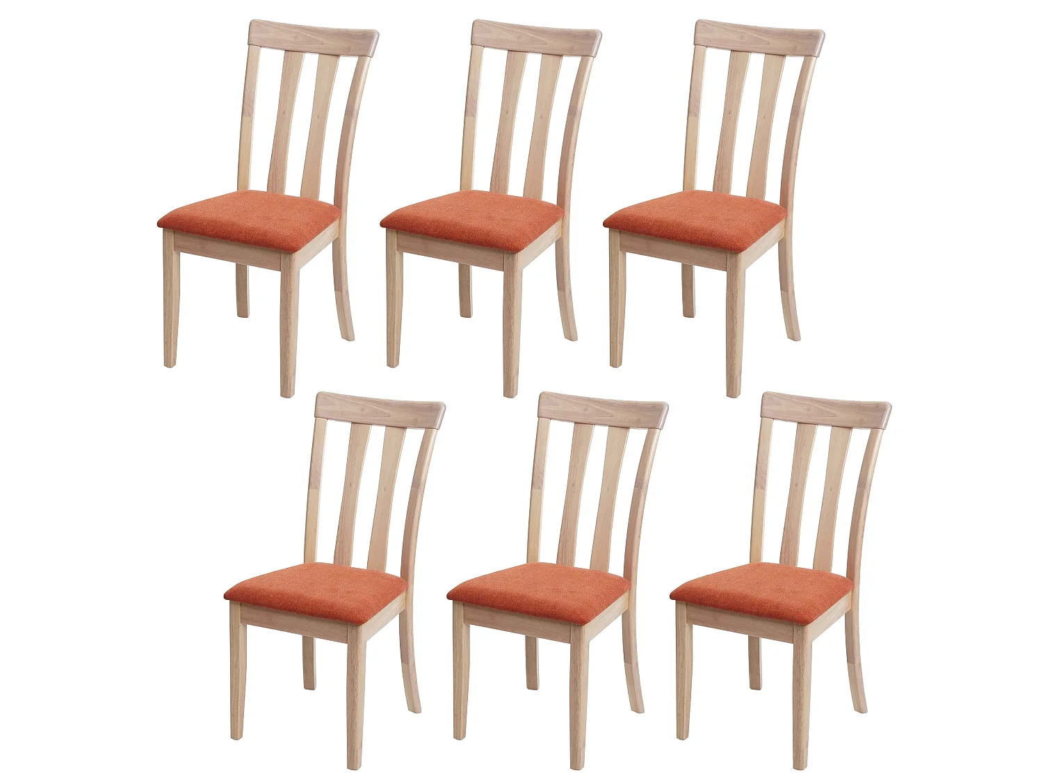Chaise de salle à manger MCW-G46 (lot de 6),  cadre naturel, orange
