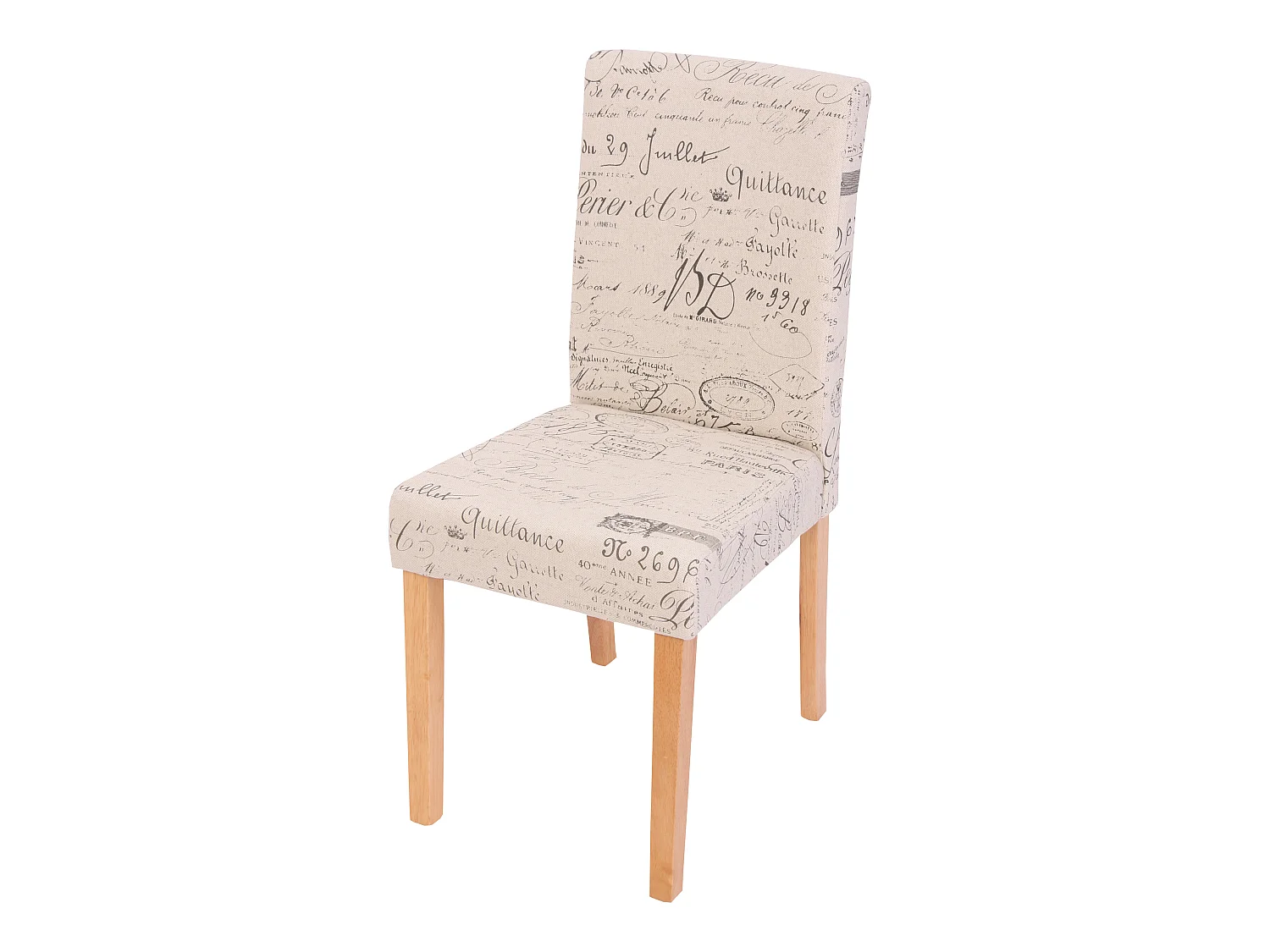 Chaise de salle à manger Littau Schriftzug,  crème d'écriture, pieds clairs