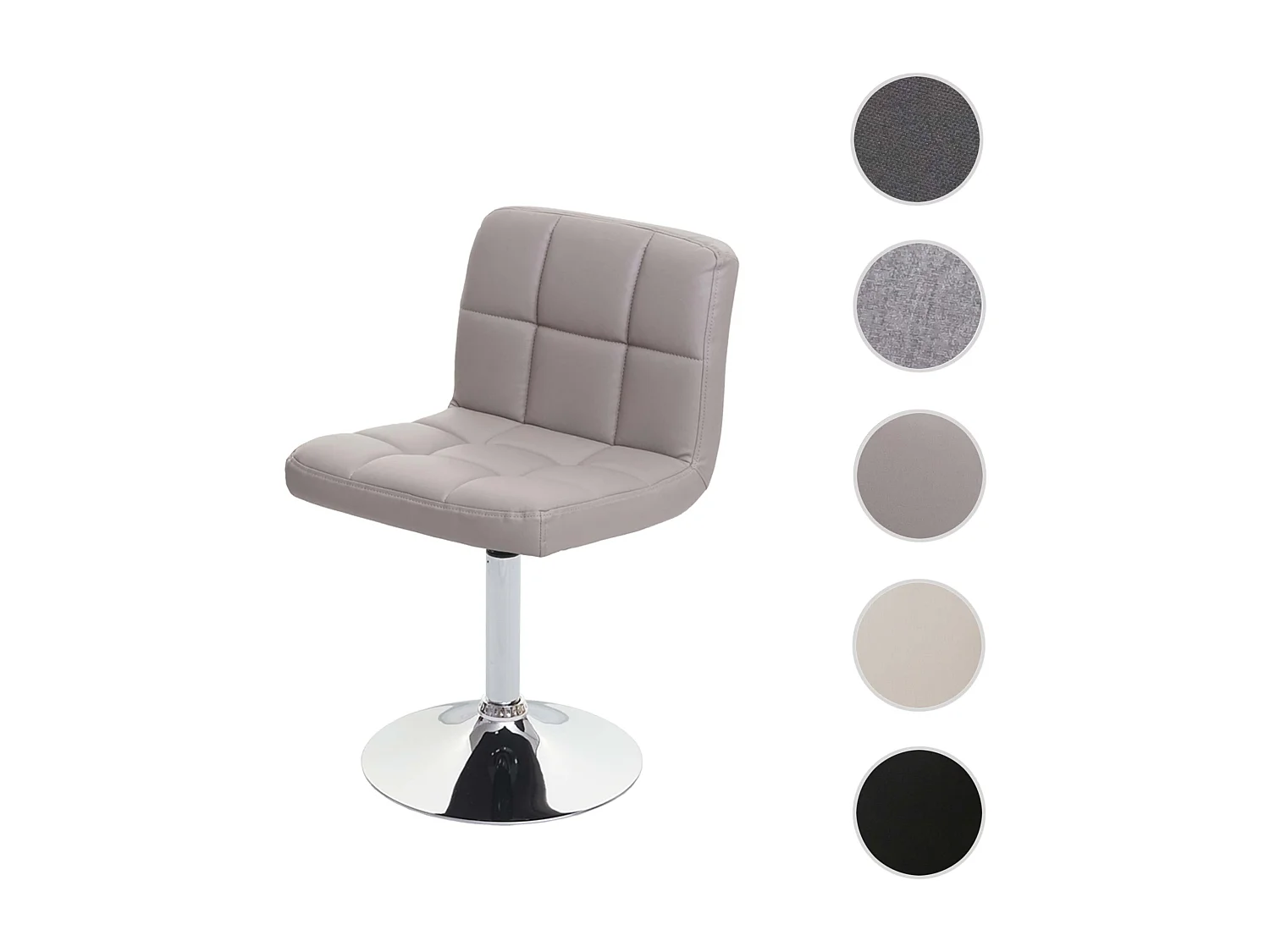 Chaise de salle à manger Cadiz, pivotante,  simili cuir taupe-gris base chromée