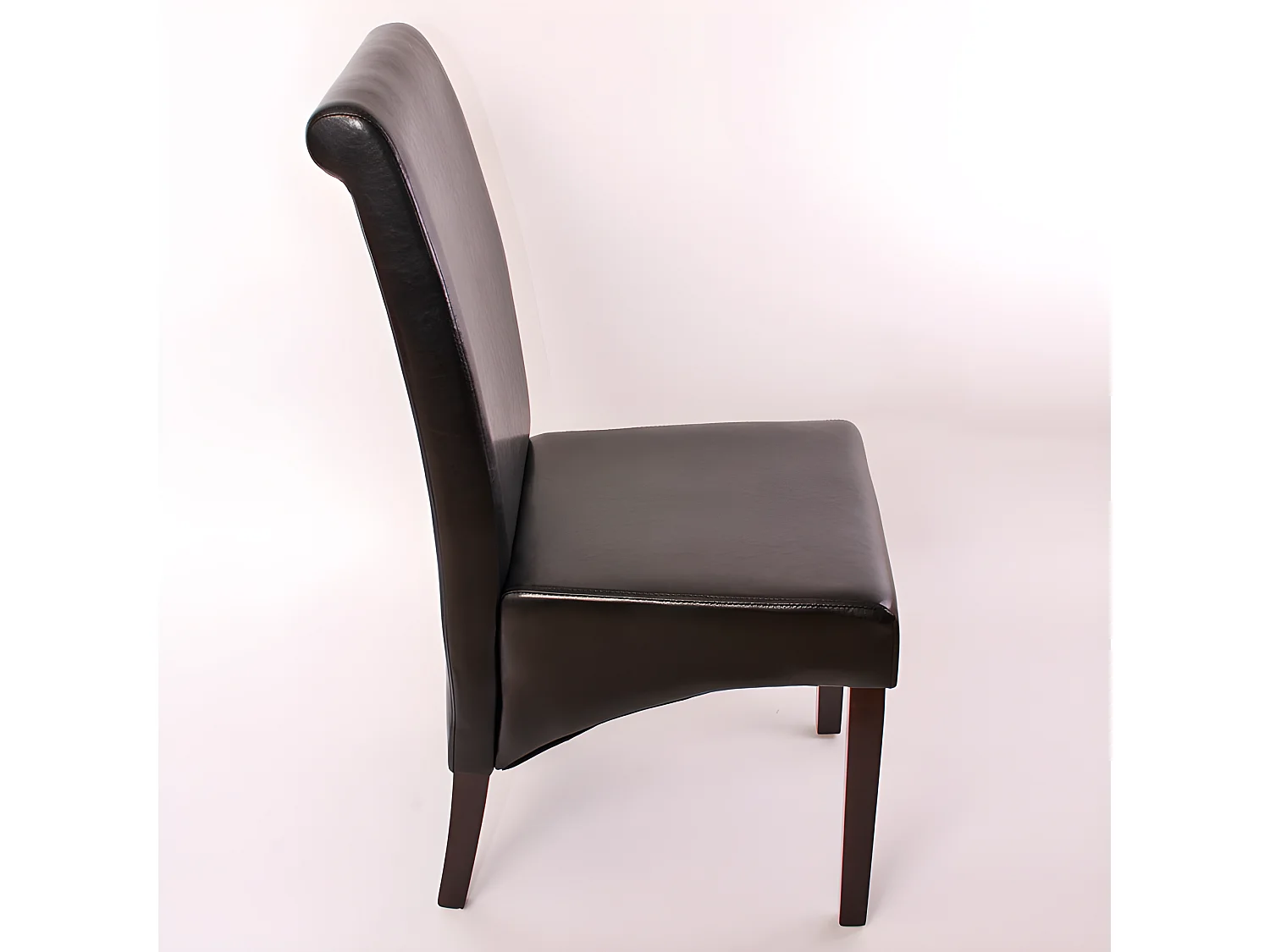 Chaise de salle à manger M37 (lot de 6),  cuir, noir, pieds foncés