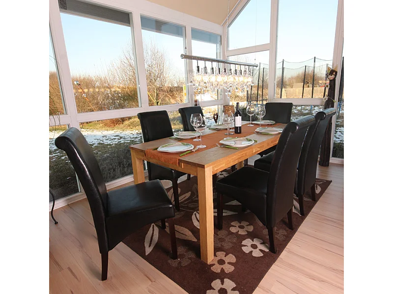 Esszimmerstuhl M37 (6er-Set), Leder, schwarz, dunkle Füße