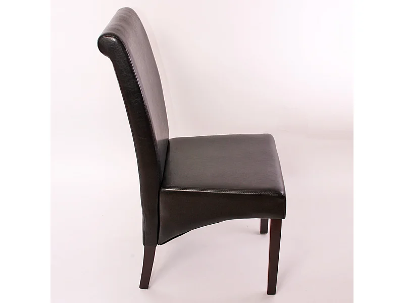 Esszimmerstuhl M37 (6er-Set), Leder, schwarz, dunkle Füße