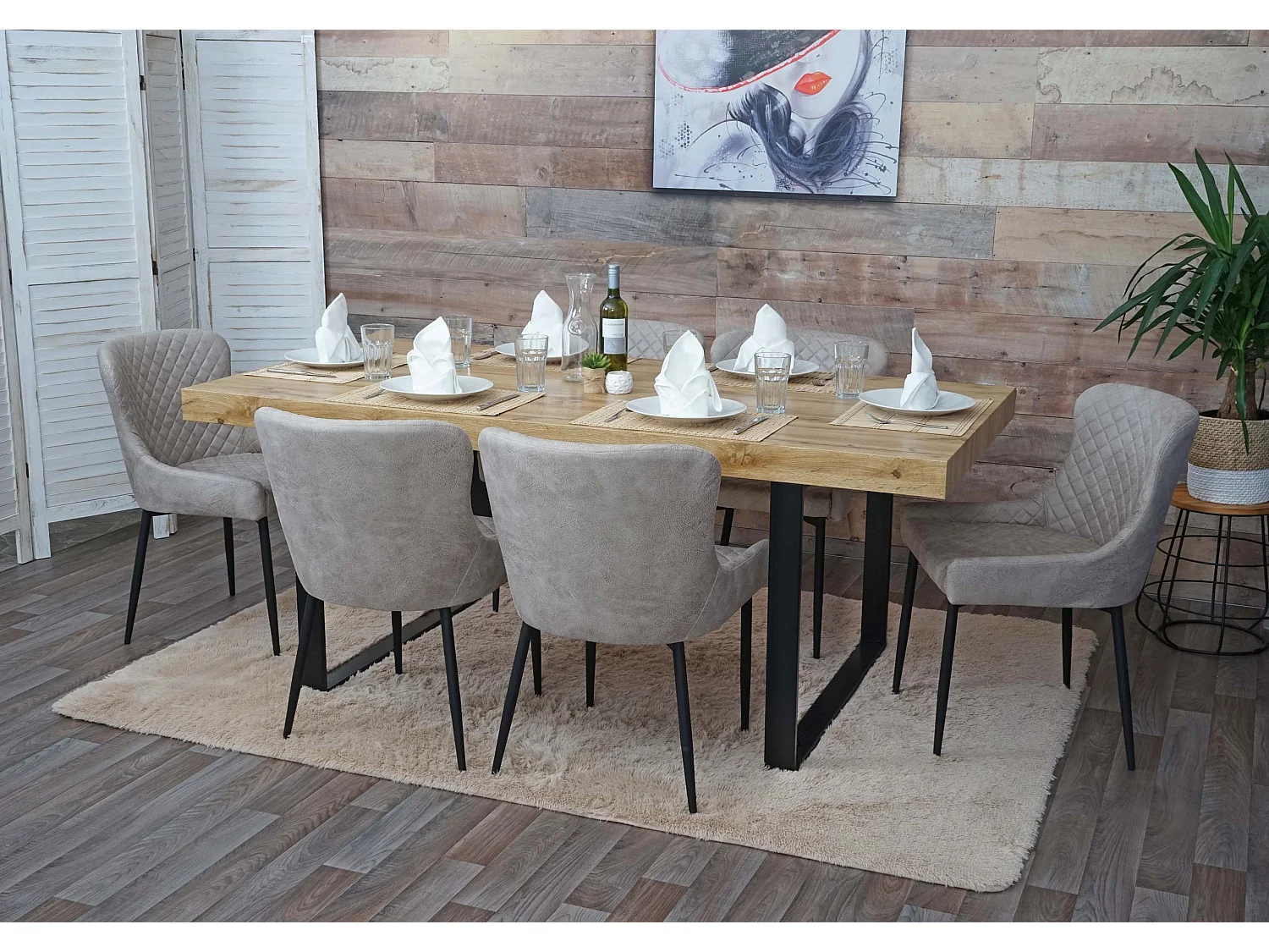 Chaise de salle à manger MCW-H79 (lot de 6),  tissu/textile gris