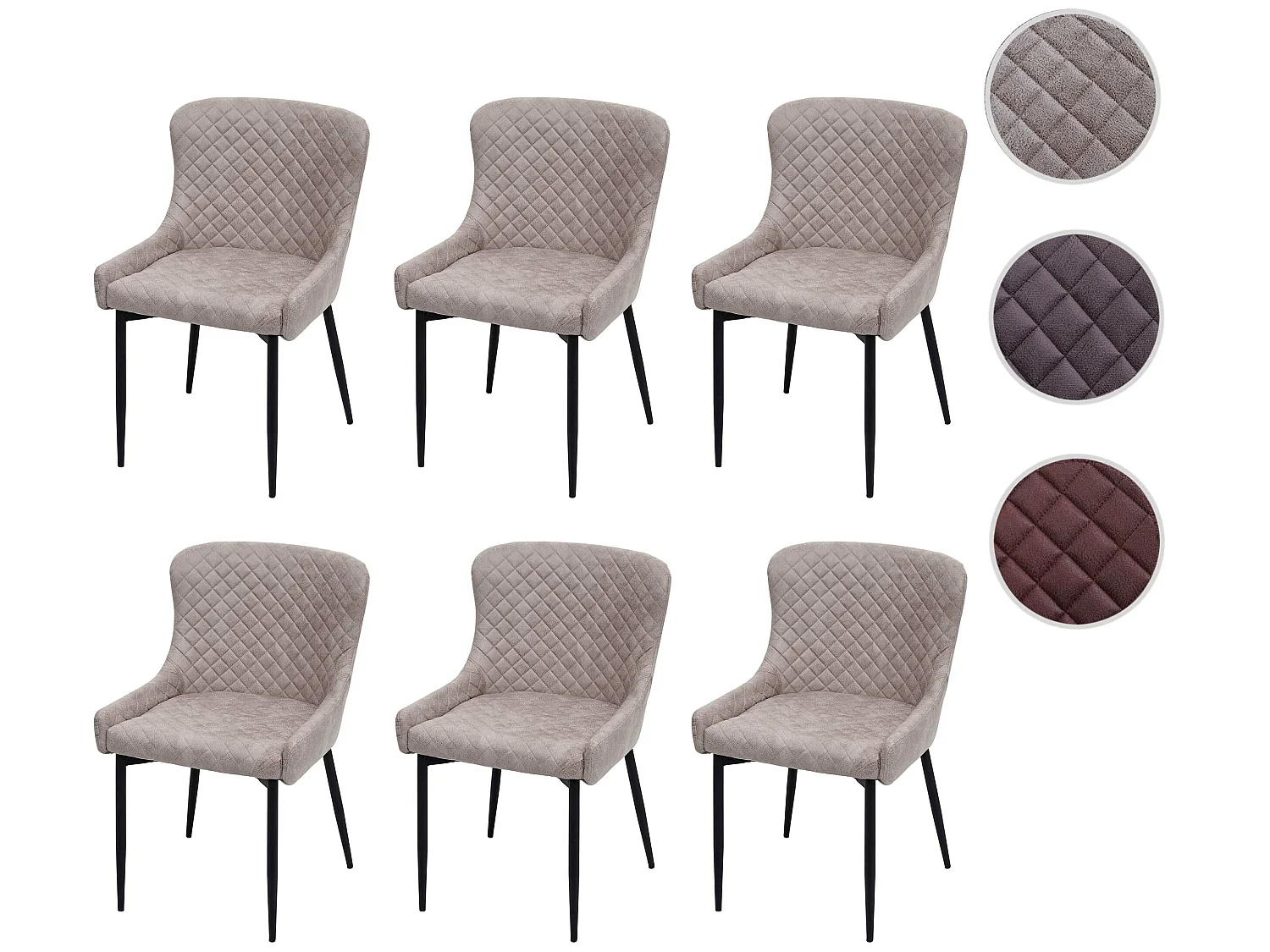 Chaise de salle à manger MCW-H79 (lot de 6),  tissu/textile gris